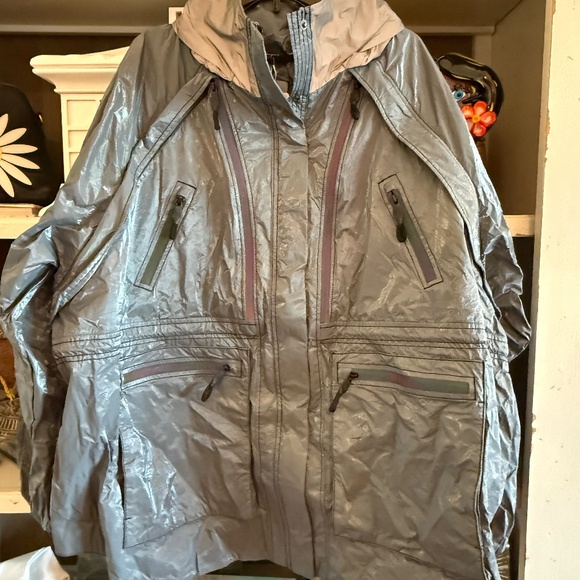 fp movement grey rainbow jacket storm chaser parka jacket Large L - Picture 2 of 7